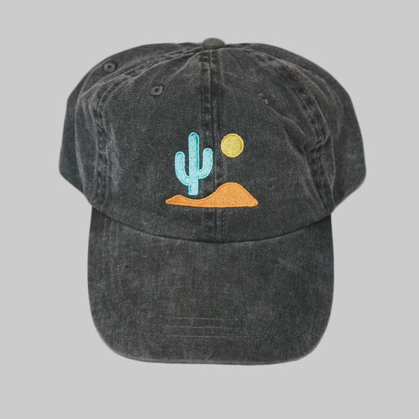 Black cactus hat with iconic Southwest design on 100% cotton twill