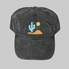 Black cactus hat with iconic Southwest design on 100% cotton twill