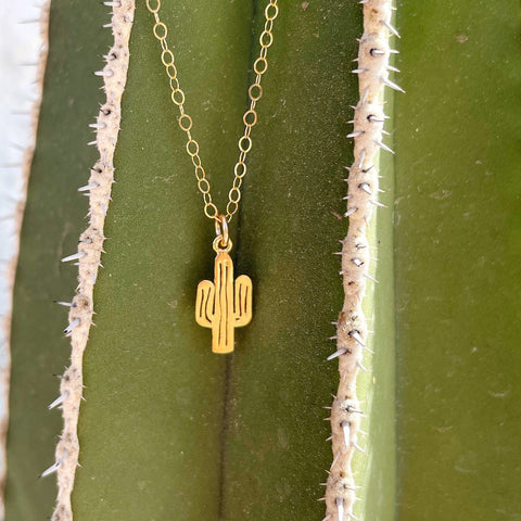 Chic and simple silver cactus necklace, perfect for layering or solo wear
