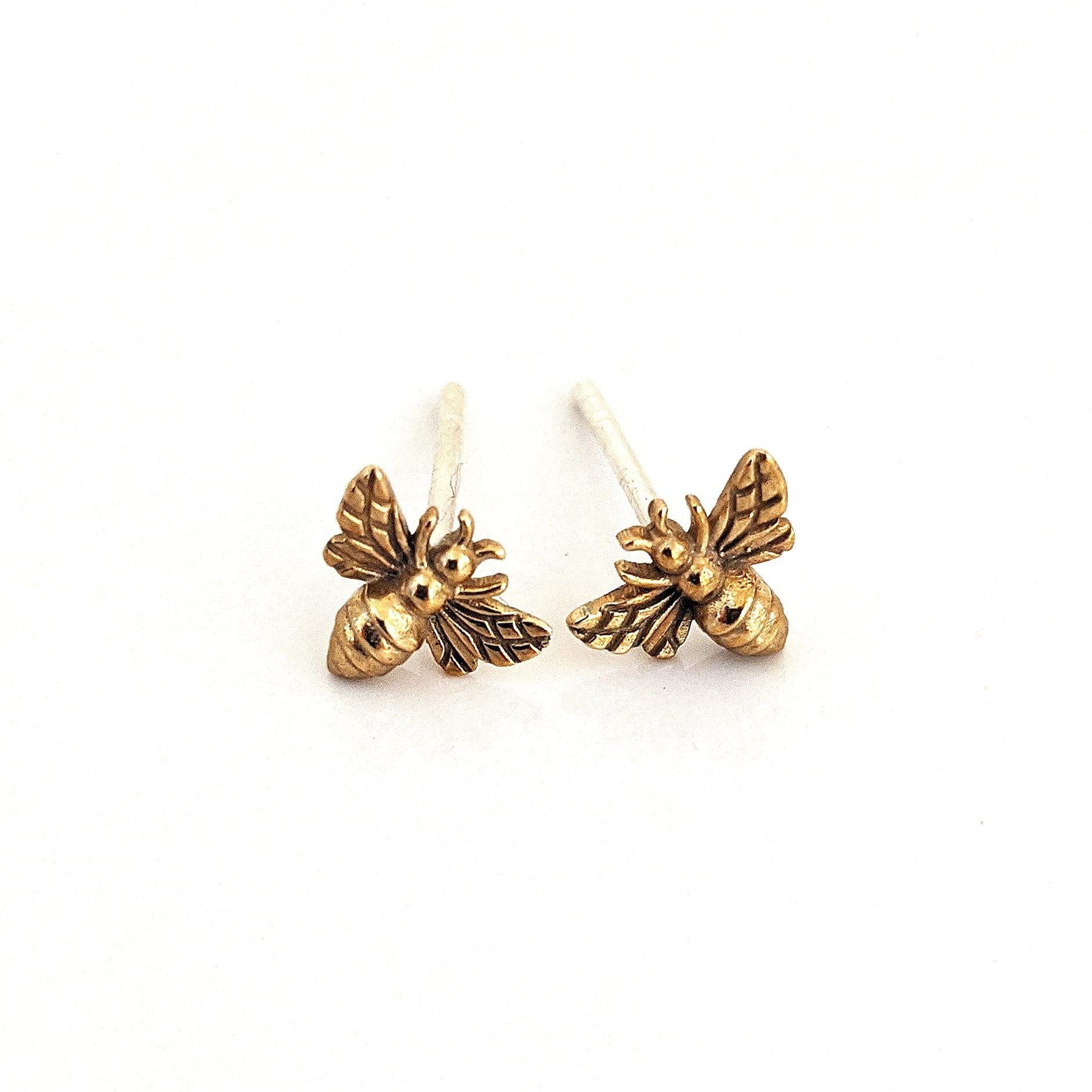 Bronze Honey Bee Stud Earrings
